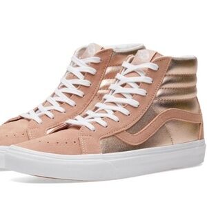 Women's High Top Vans - Pink/Metallic Rose Gold